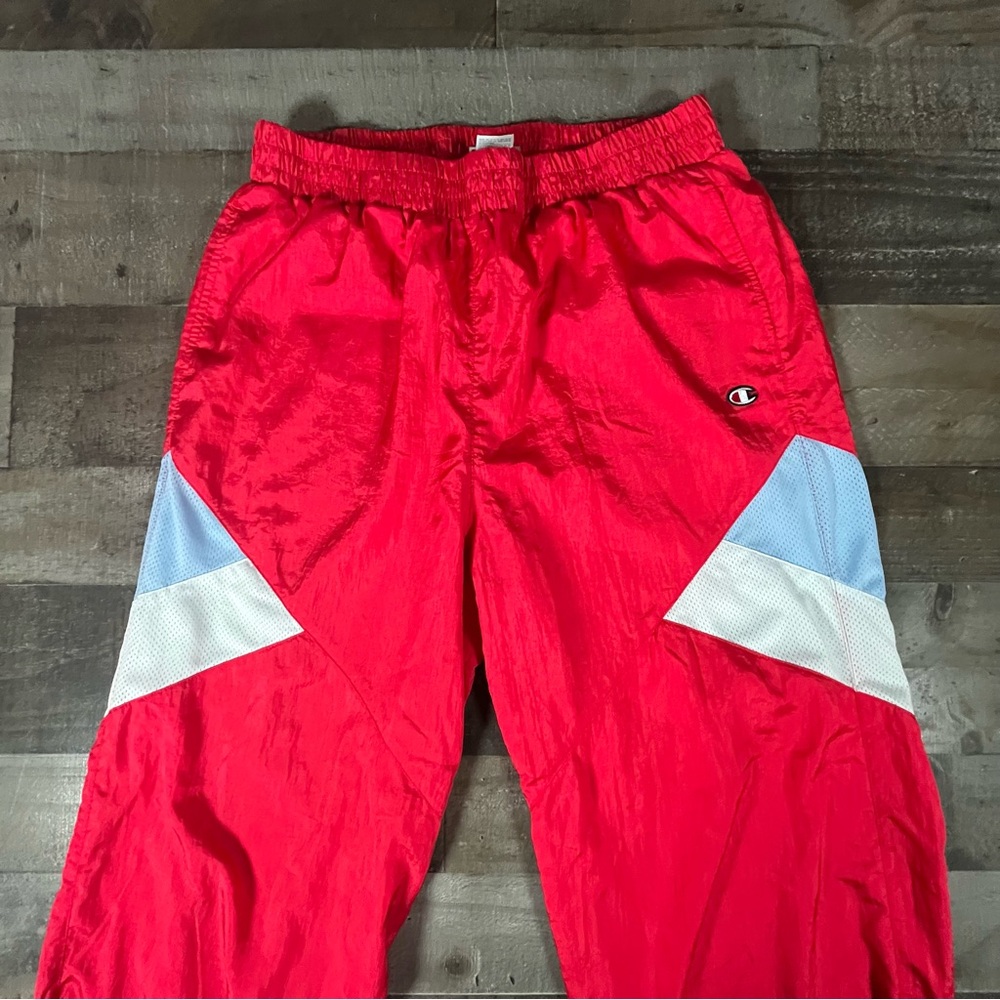 Men's Champion 90s Windbreaker Parachute Nylon Retro Pants Red Size XL